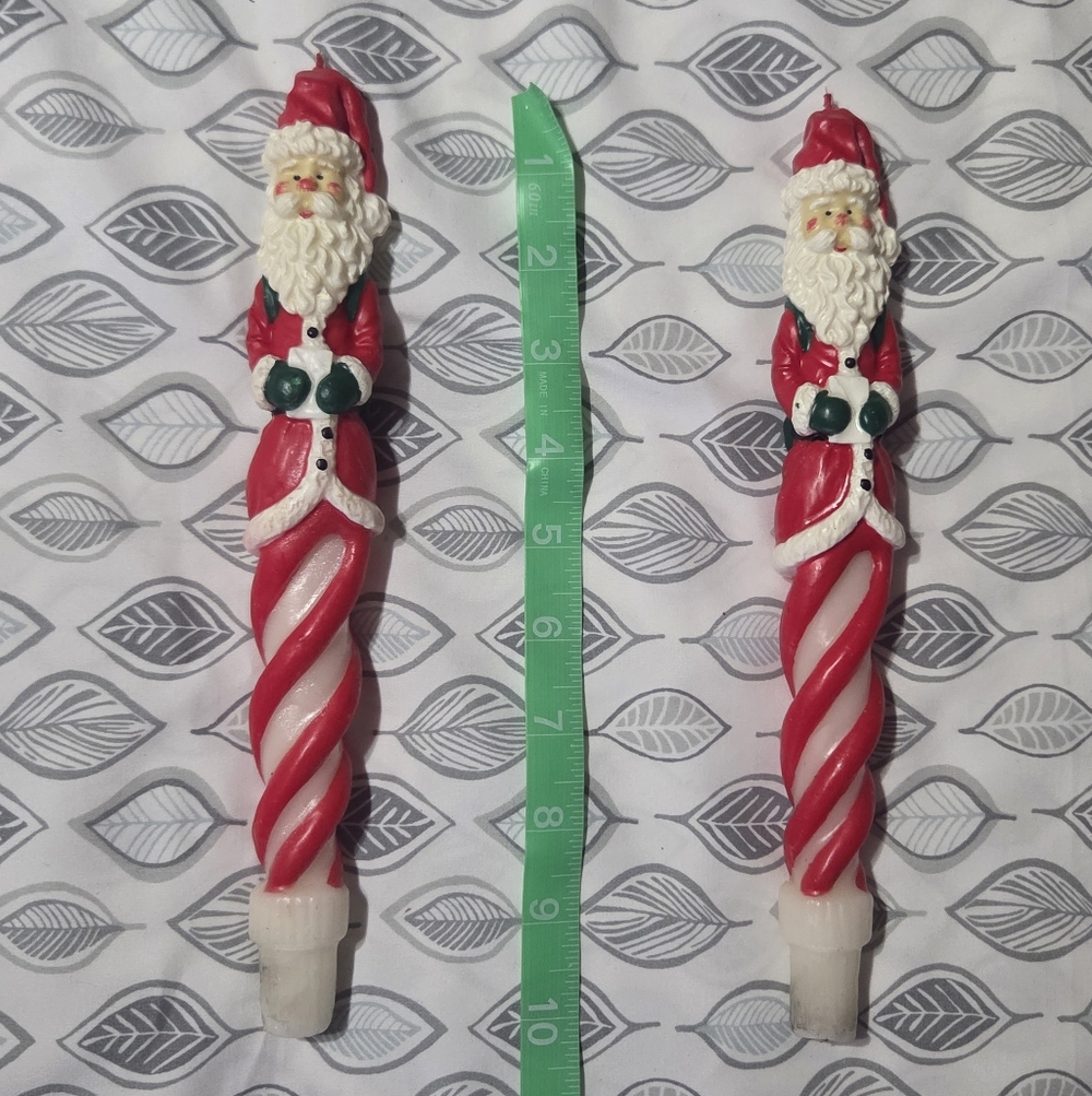 Festive Santa Swirl Candles - Red and White